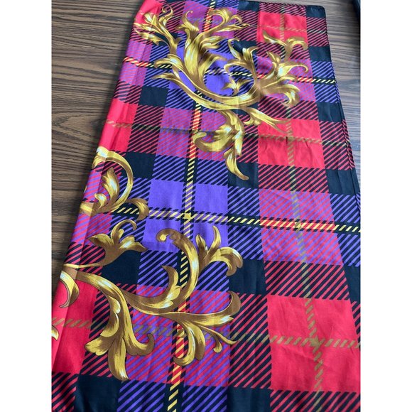 Red Purple Black Gold square scarf - Picture 2 of 3